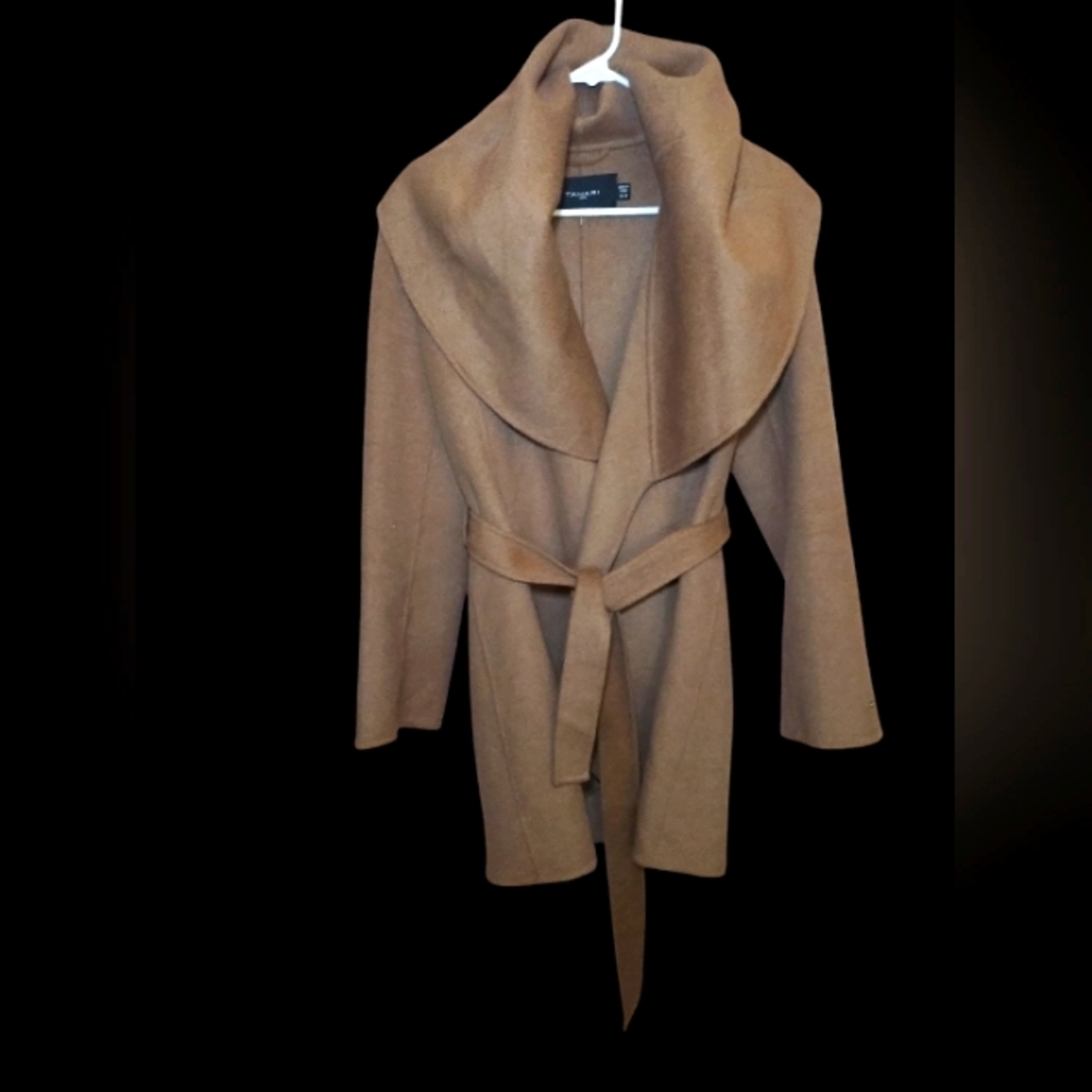 Tahari Double Face Wool Blend Wrap Coat